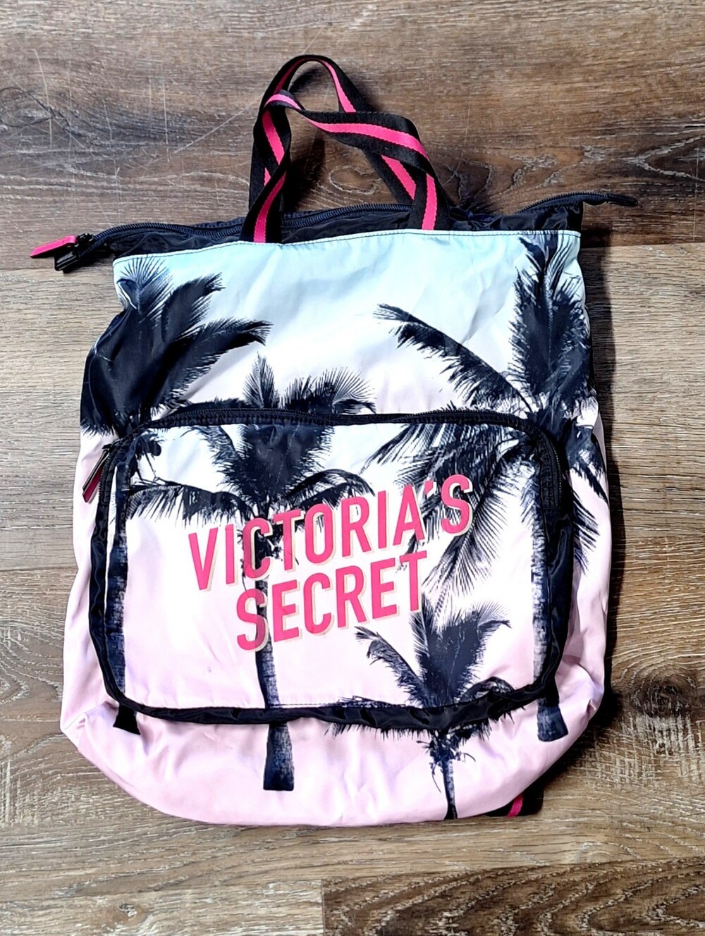 Victoria's Secret Dreamer Packable Tropical Palm Tree Backpack & Travel Bag - Picture 8 of 14